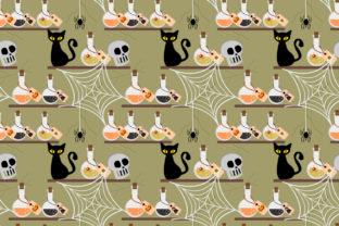 Black Cat and Halloween Poison Seamless: A Creative Resource for Designers and Creators