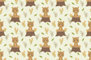 Cute Bear is Sitting on Stump