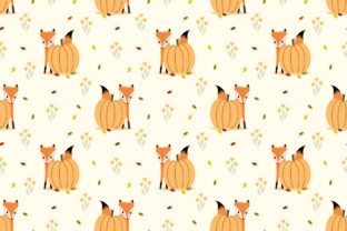 Cute Fox and Pumpkin Seamless