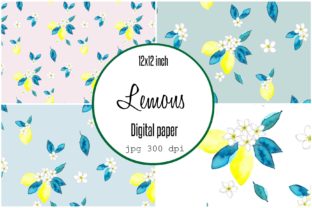 Digital Paper Watercolor Lemons