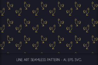 Line Art Chicken Seamless Pattern