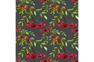 Seamless Rowan Pattern: Hand Drawn Textures with Berries and Leaves in Trendy Modern Style